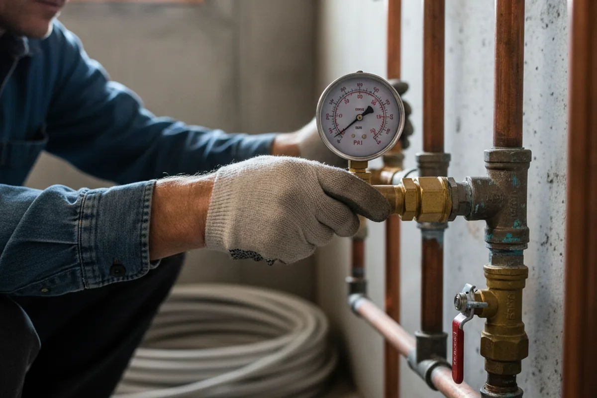 Pressure testing a repaired line during Water Line Repair in Brockton